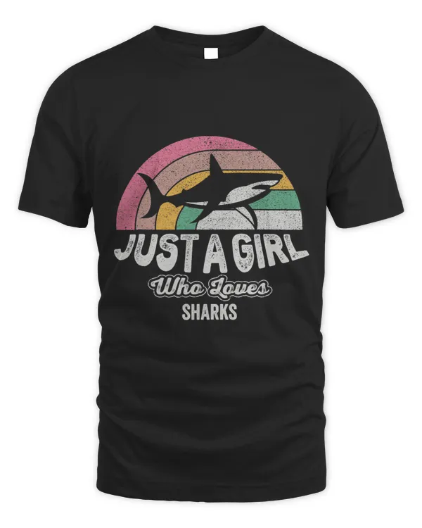 Ocean Shark Vintage Retro Just A Girl Who Loves Sharks Cute Shark Lover 2