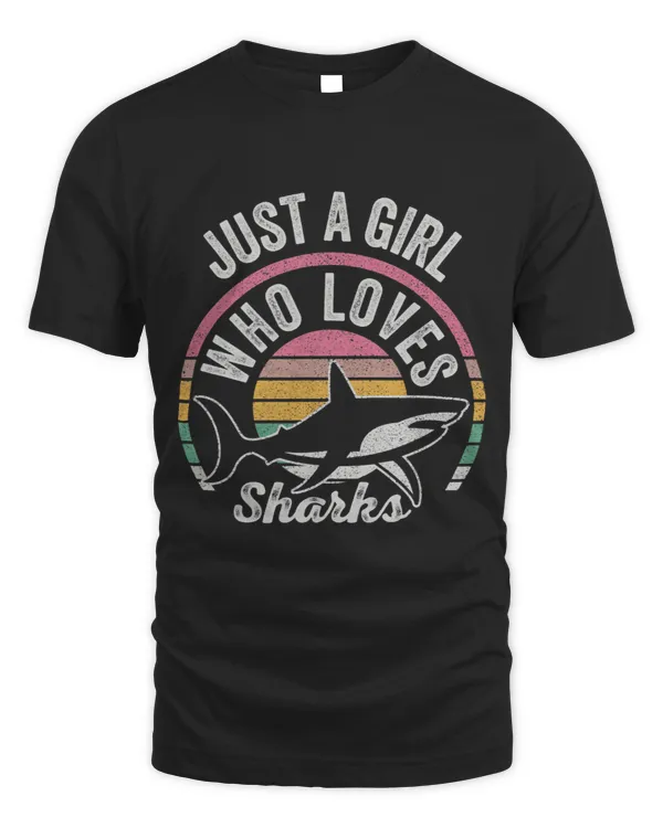 Ocean Shark Vintage Retro Just A Girl Who Loves Sharks Cute Shark Lover 31