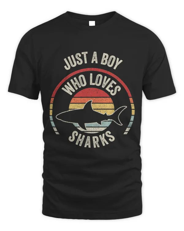 Ocean Shark Vintage Retro Kids Shark Gift Just A Boy Who Loves Sharks 2