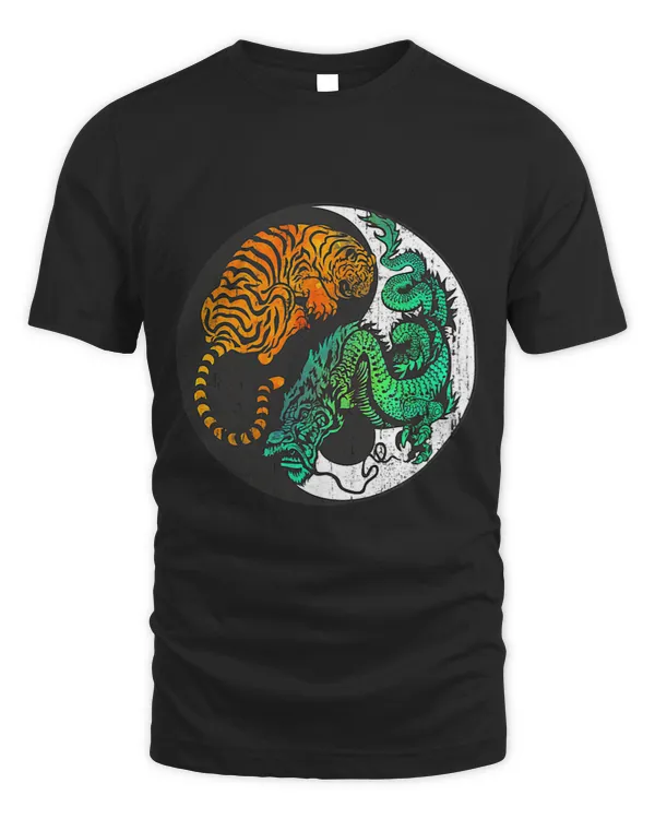 Tiger Gift Yin Yang Tiger Dragon Retro Tattoo Style MMA Martial Artist