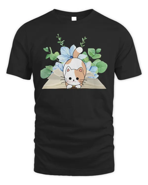 Cute tiger cat and books lovers T-Shirt