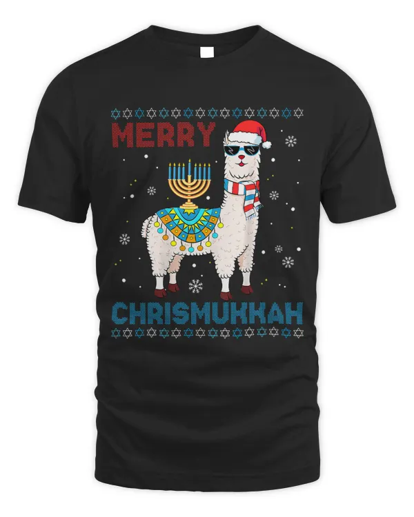 Llama Lover ugly xmas sweater merry chrismukkah cute llama in santa hat