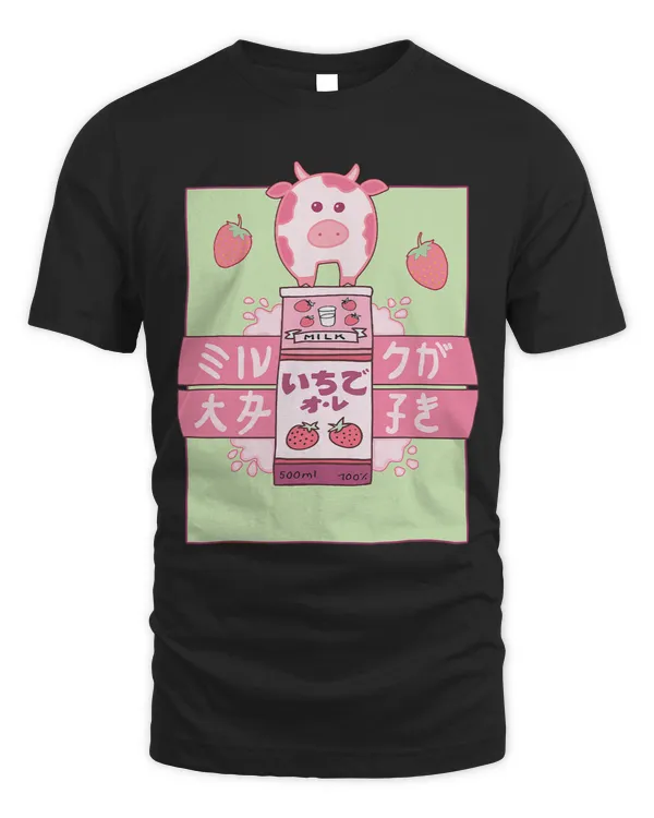 Cow Lover Strawberry Cow Milk Anime Manga Japanese Aesthetic Pink Sage