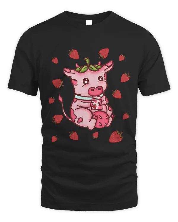 Cow Lover Strawberry Kawaii Cow Japanese Anime Manga Cottagecore