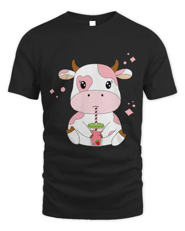 Cow Lover Strawberry Milk Cute Kawaii Aesthetic Pink Cow Print