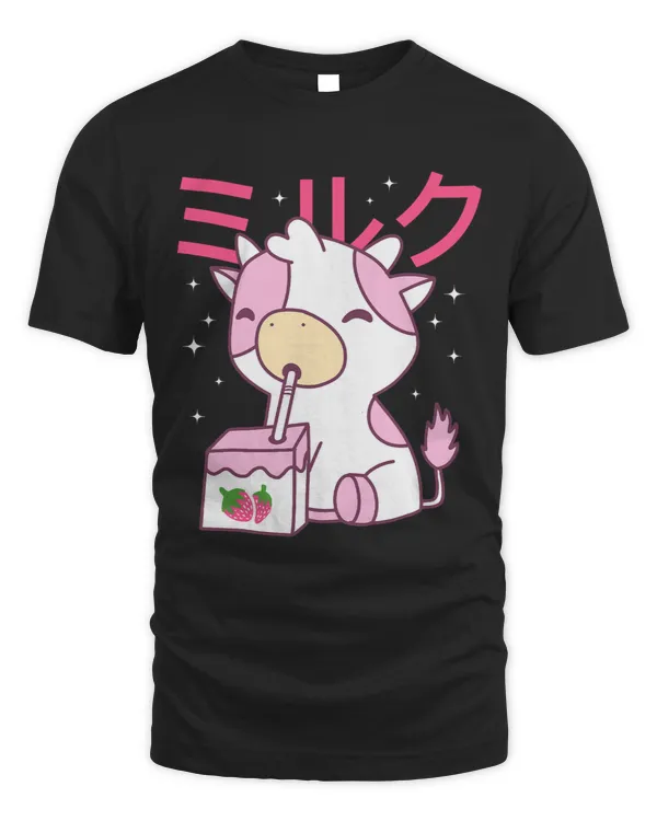 Cow Lover Strawberry Milk Drinking Cute Kawaii Cow