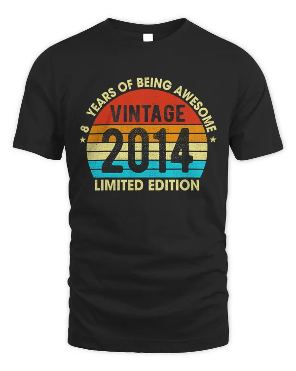 8 Years Old Vintage 2014 LimitedEdition Retro 8th Birthday T-Shirt