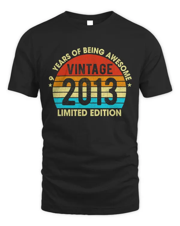 9 Years Old Vintage 2013 LimitedEdition Retro 9th Birthday T-Shirt