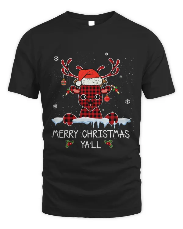 Goat Lover Red Plaid Santa Goat Merry Christmas Yall