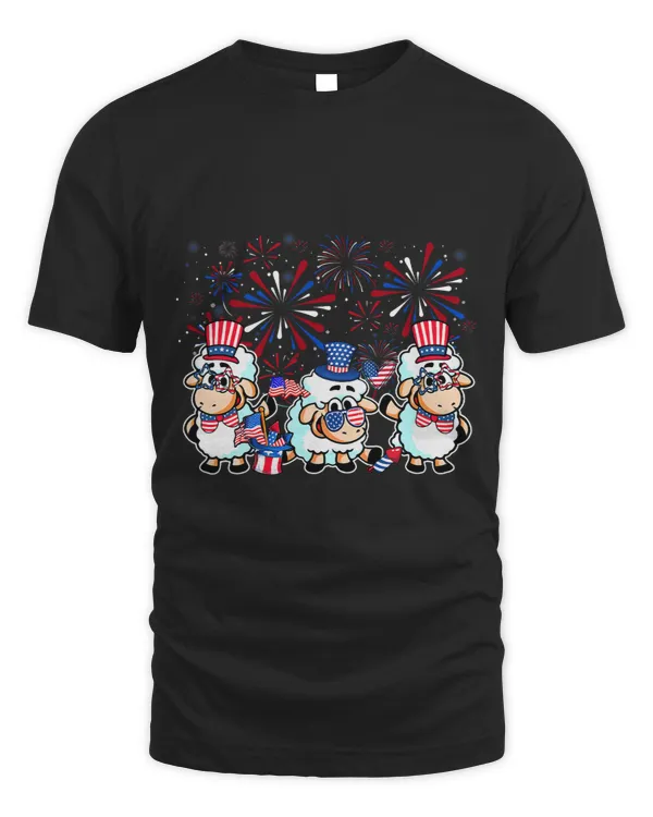 Sheep Lover With Fireworks Sunglasses Hat Merica Funny 4th Of July