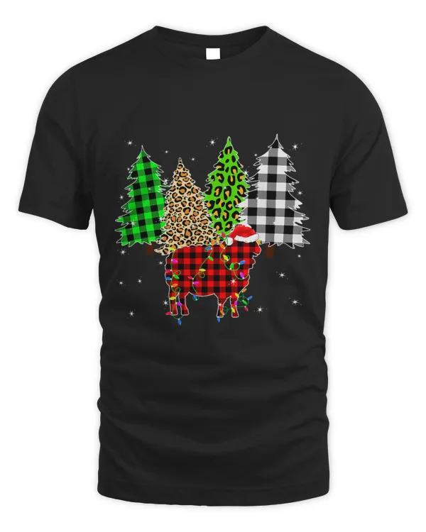 Sheep Lover Xmas Sheep Animals Christmas Buffalo Plaid Leopard 21