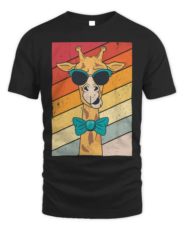 Giraffe Gift Retro Vintage Giraffes Sunglasses Tee Funny Animal Lover