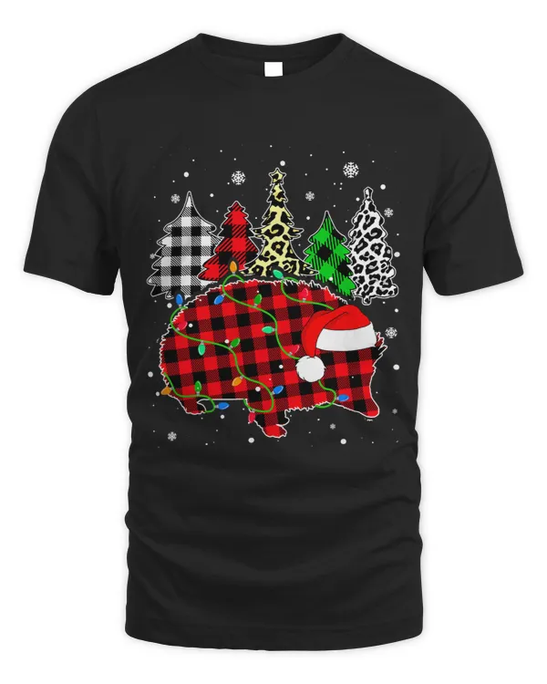 Hedgehog Gift Xmas Hedgehogs Animals Christmas Buffalo Plaid Leopard