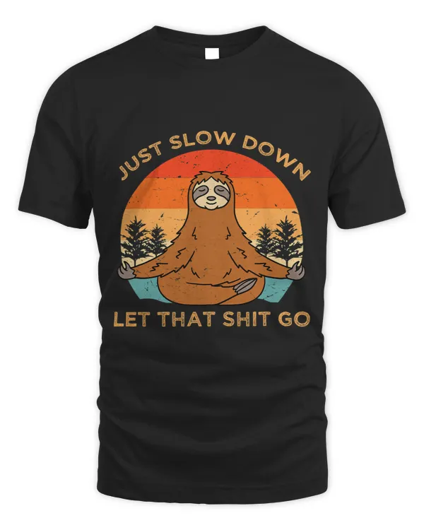 Sloth Gift Yoga Just Slow Down Yoga Meditation Retro Vintage
