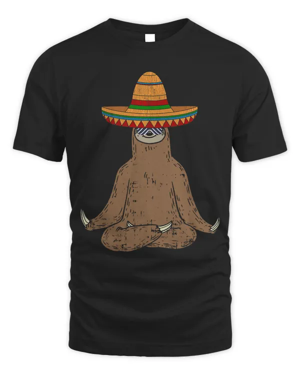 Sloth Gift Yoga Sloth Wearing Sombrero Sunglasses Yoga Meditation Themed