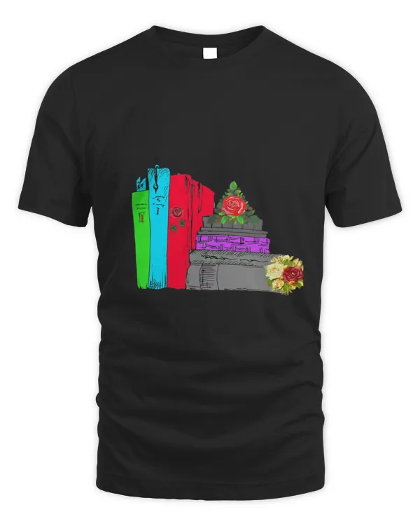An assortment of distinctive flowers grows from a set of colorful books with floral patterns2273 T-Shirt