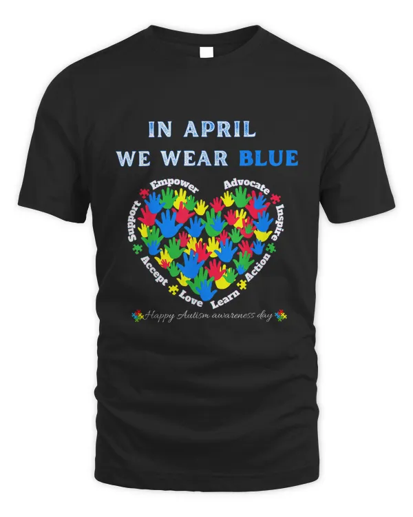 Blue Matching Family Puzzle Heart Support Autism Awareness T-Shirt