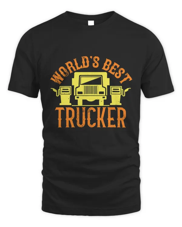 World's Best Trucker Trucker Shirt - Trucker Gifts - Funny & Sarcastic Vintage Distressed T-Shirt For Big Rig Drivers