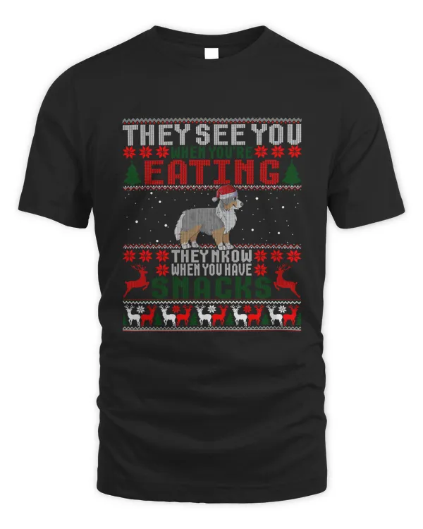 Australian Shepherd They See You Funny Dog Lover Christmas Shirt7687 T-Shirt