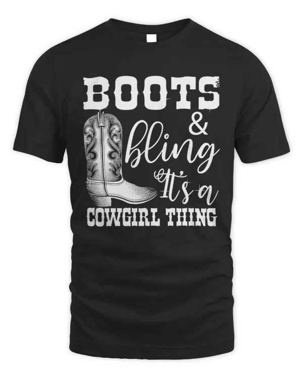 Funny Cowgirl Boots Bling Women Gift Cute Love Country Life T-Shirt