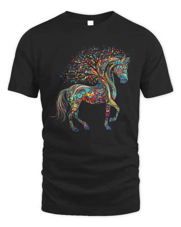 Horse Artwork Tree Colourful