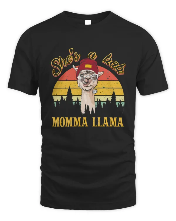 Funny Shes a Bad Momma Llama Mama Gift Shirt9066