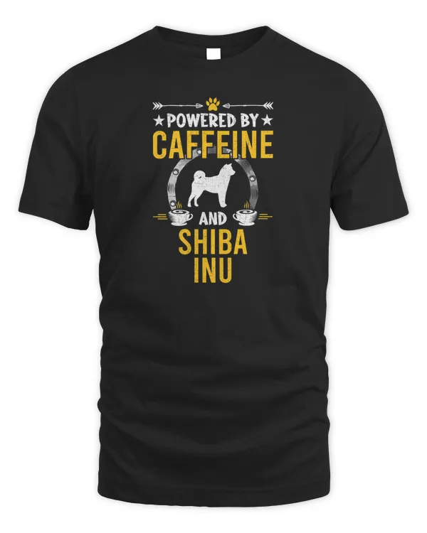 Powered By Caffeine and Shiba Inu Dog Lovers Long Sleeve T-Shirt