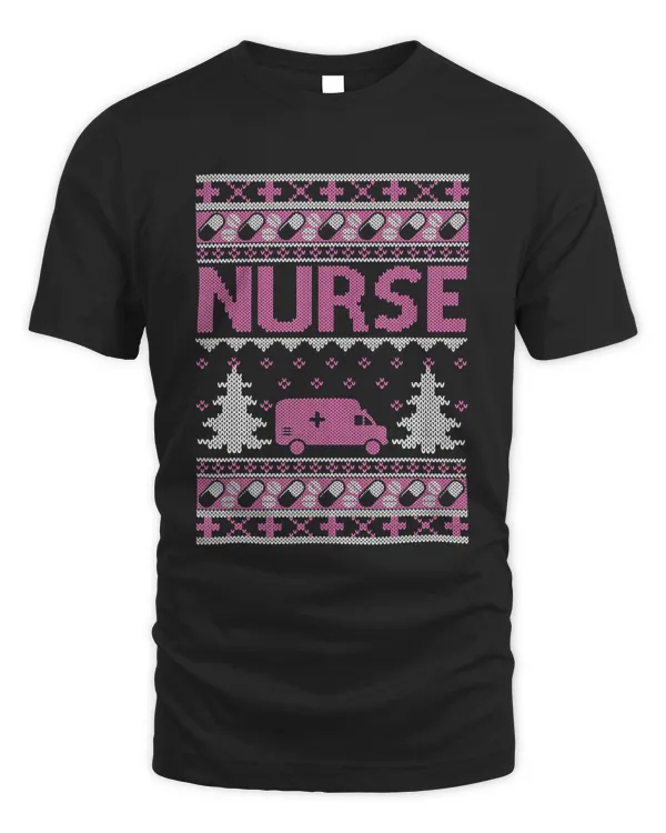 Ugly Christmas Nurse Shirt Ambulance Holiday Party RN LPN T-Shirt