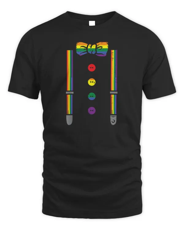 Suspenders Bow Tie LGBTQ Rainbow Flag Gay Pride Ally