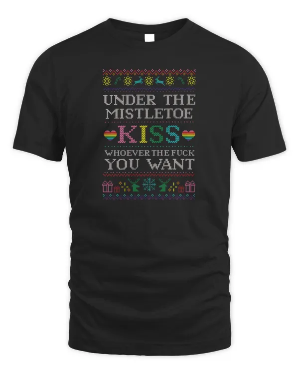 Under the mistletoe ugly christmaser lgbt prideshirt