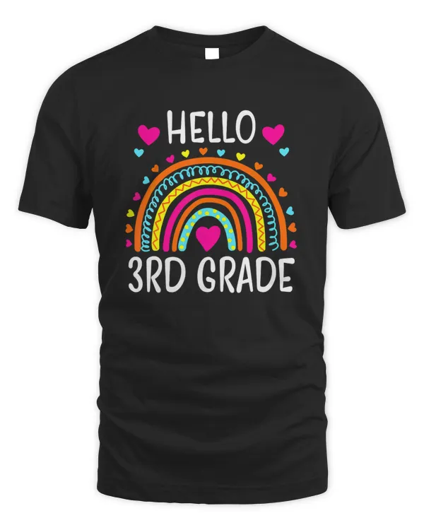Hello 3rd Grade Rainbow Shirt Teacher Student Back To School