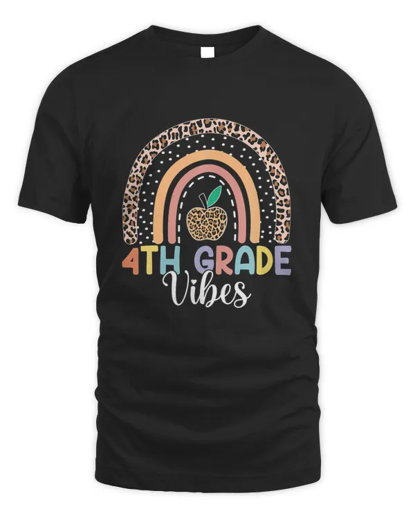 Cute Fourth Grade Vibes Back To School Rainbow Leopard Print