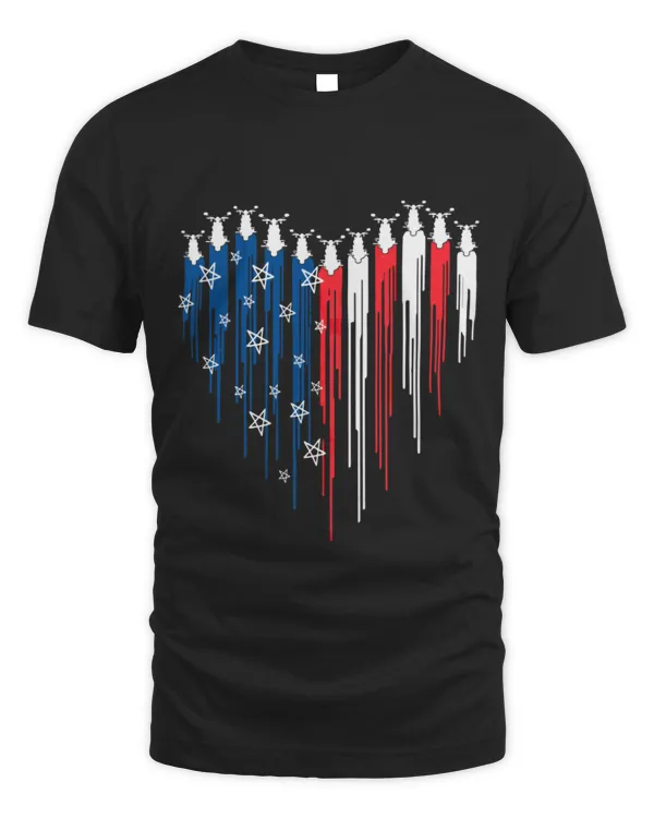 Red White Blue Heart Bobber Motorcycle Lovers