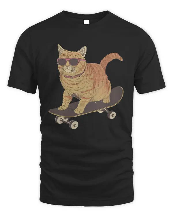 Cat on Skateboard T-Shirt, Cat Lover Shirt