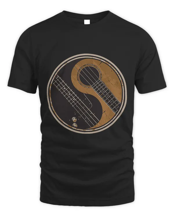 Ying Yang Guitar T-Shirt Gift Guitar Player Guitarist Retro T-Shirt