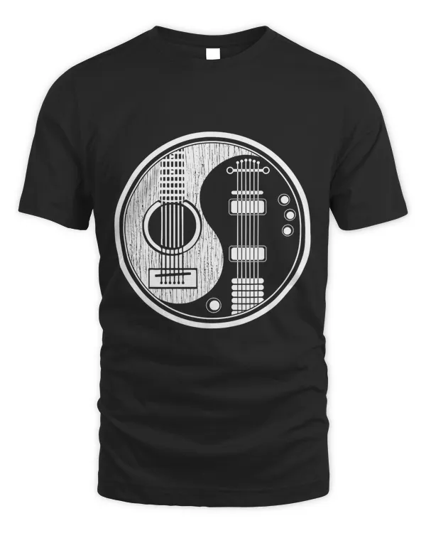 Ying Yang Tee Shirt Acoustic Guitar TShirt Rock star Gift T-Shirt