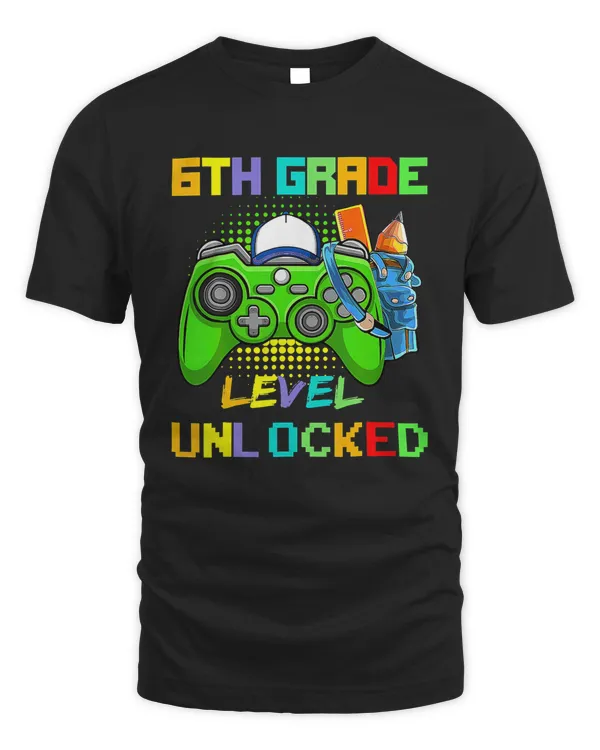 6th Grade Level Unlocked Video Game Back To School Boys T-Shirt
