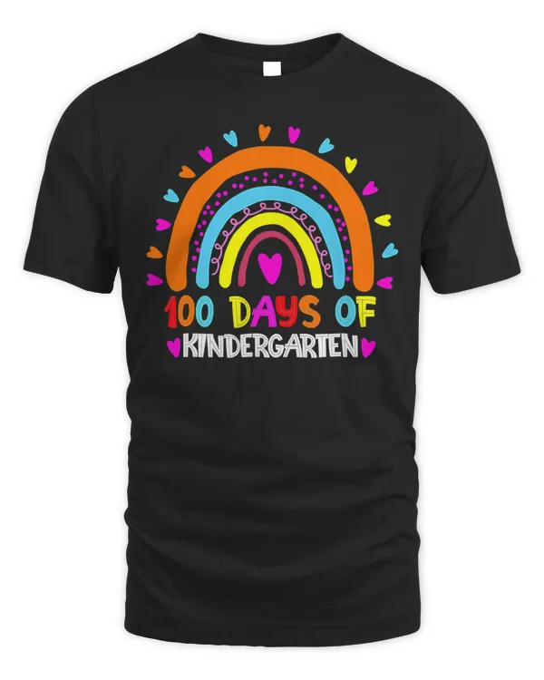 100 Days Of Kindergarten School Teacher Smarter Rainbow T-Shirt