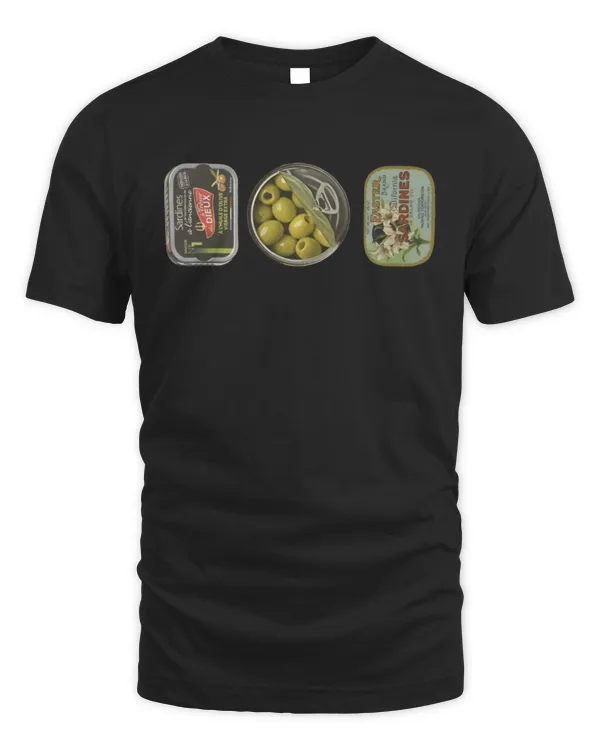 Tin Fish Y2K T-Shirt, Sardines Olive Shirt, 90s Downtown Girl Aesthetic, Seafood Collage, Coastal Shirt