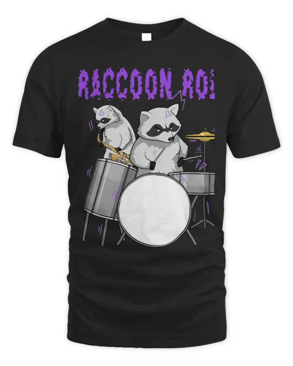 Funny Drummer Raccoons Drummer Raccoon And Roll Music Trash Panda For Men Women