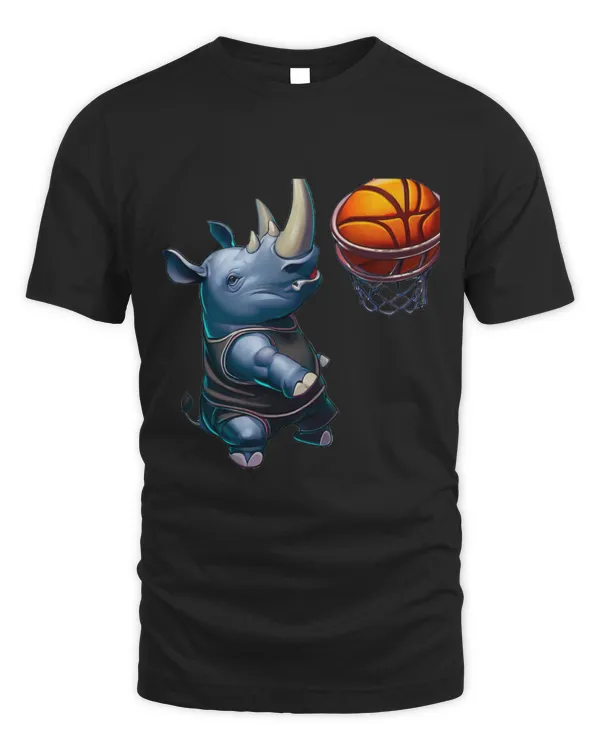 Funny Basketball Rhino Gift Playing Basketball Cool Funny Rhinoceros