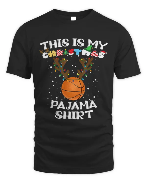 Funny Basketball this is my christmas pajama basketball ball reindeer