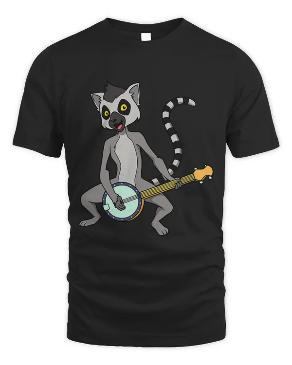 Funny Banjo Lemur Lover Cartoon lemur playing