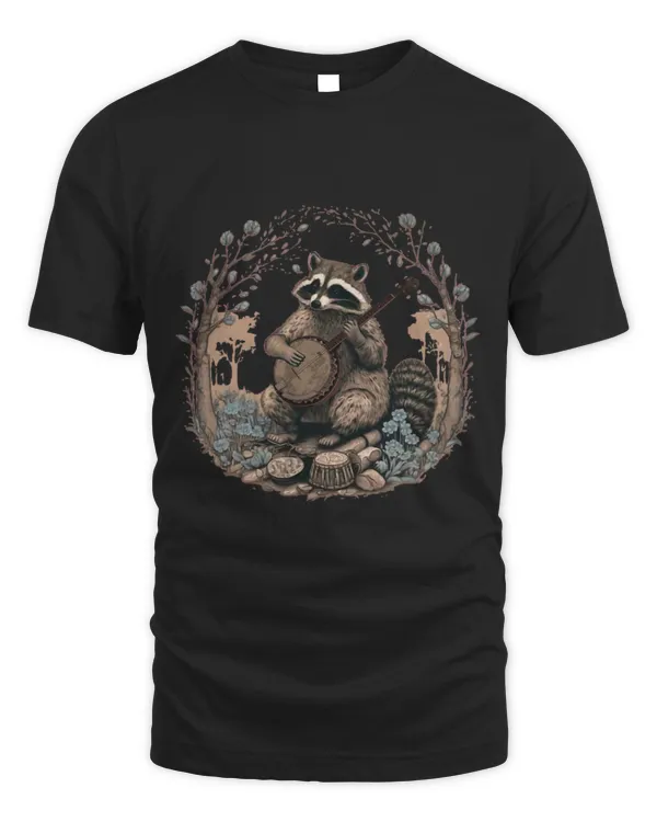Funny Banjo Raccoons Cottagecore Aesthetic Raccoon Playing Banjo Vintage Racoon