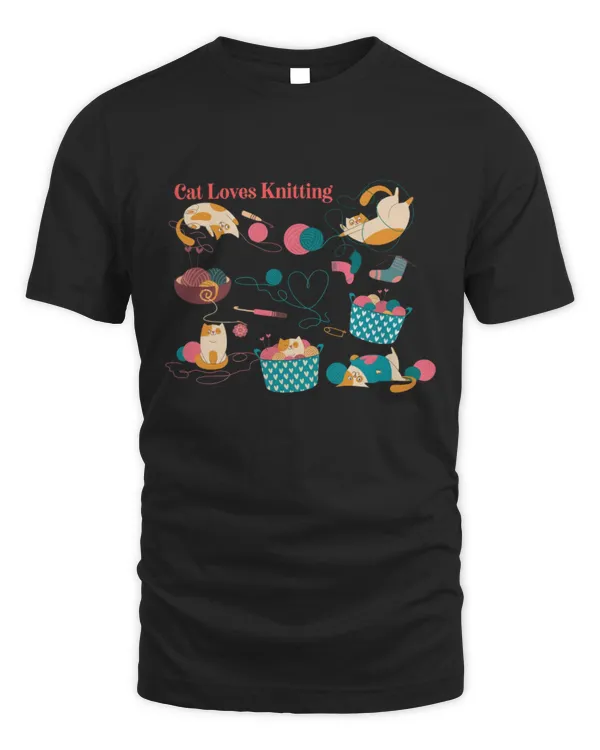 Cat Loves Knitting T-Shirt, Crochet T-Shirt, Knitting T-Shirt, Crochet Lover Shirt, Knitting Gift For Mom, Mother's Day Gift