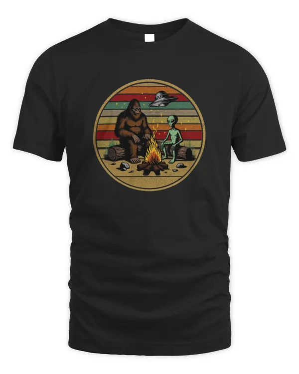 Funny Bigfoot And Alien Playing Guitar Bigfoot UFO