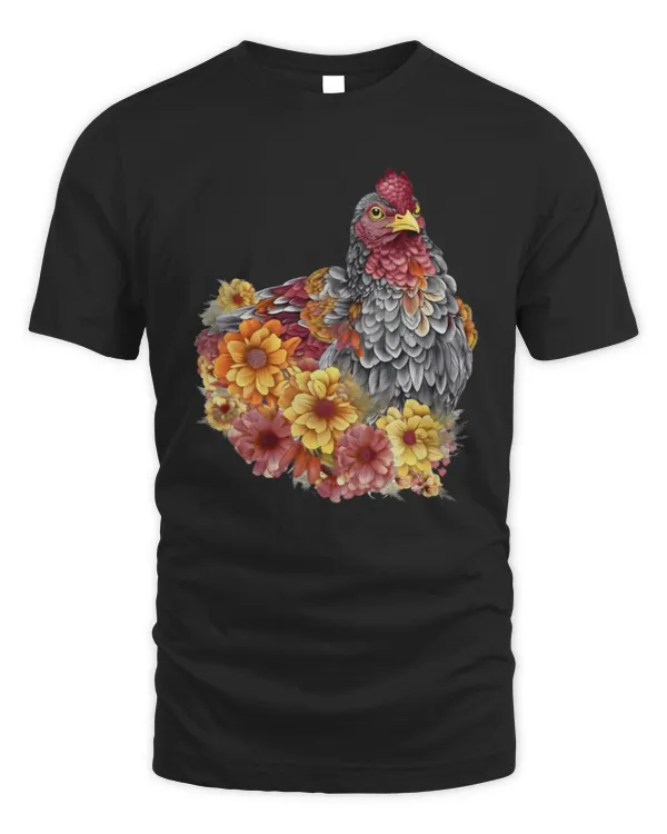 Floral Chicken Shirt, Farm Shirt, Chicken Lover Shirt