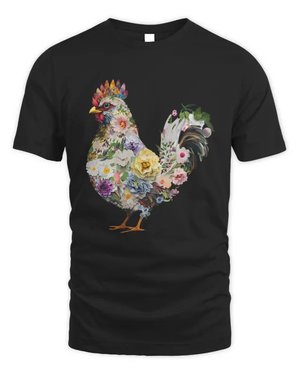 Floral Chicken Shirt, Farm Shirt, Chicken Lover Gift, Cute Chicken Shirt