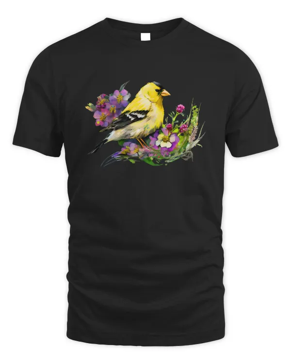American Goldfinch Wild Backyard Birds Flower Garden Birders T-Shirt