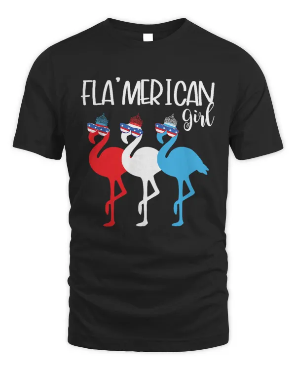 American Girls Patriotic July 4th I Red White Blue Flamingo T-Shirt